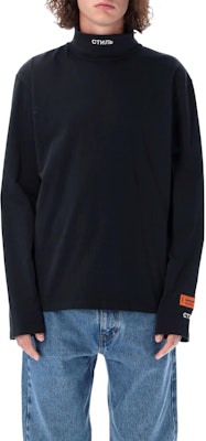 HERON PRESTON Camiseta Negra de Cuello Alto con Logo y Manga Larga HMAB027C99JER0011001 Shop HERON PRESTON Camiseta Negra de Cuello Alto con Logo y Manga Larga HMAB027C99JER0011001