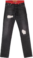 HERON PRESTON Distressed Patchwork Zip Straight Jeans Black HMYA001S197530331020 HERON PRESTON Distressed Patchwork Zip Straight Jeans Black HMYA001S197530331020