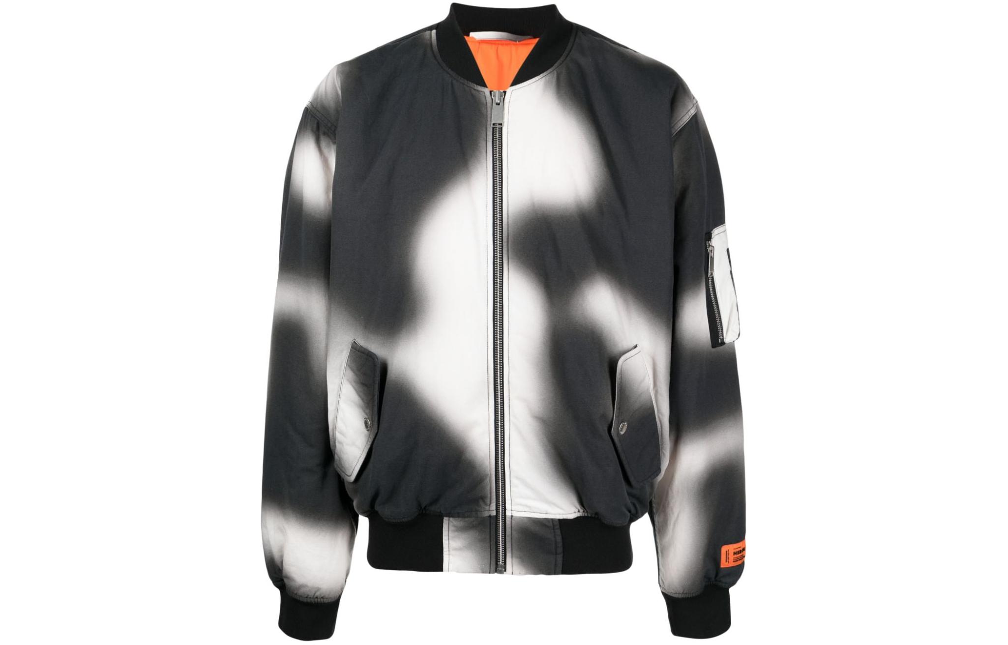 Heron Preston Abstract Print Logo Zip Bomber Jacket Men’s Black HMEH007F23FAB0020110