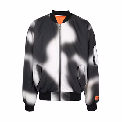 Heron Preston Abstract Print Logo Zip Bomber Jacket Men’s Black HMEH007F23FAB0020110