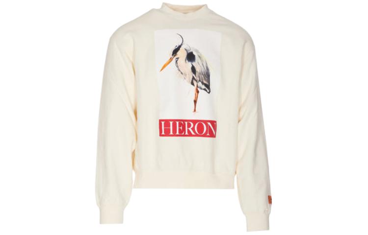 Heron Preston Beige Crewneck Printed Long Sleeve Sweatshirt () HMBA020F23JER0040425