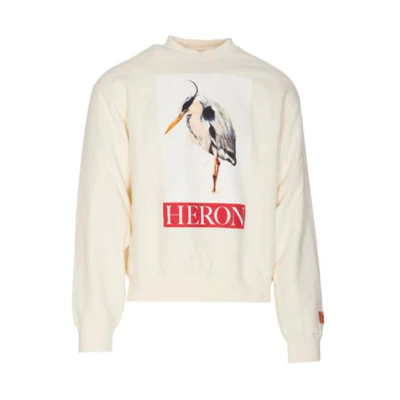 Heron Preston Beige Crewneck Printed Long Sleeve Sweatshirt () HMBA020F23JER0040425