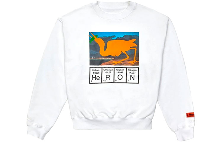 Heron Preston Bird Logo Patch Pullover Sweatshirt White HMBA016S21JER0010120
