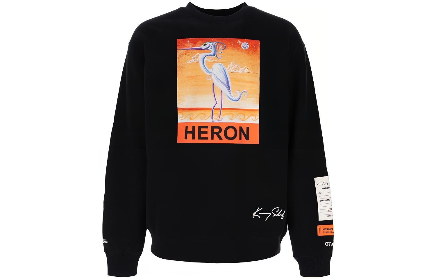 Heron Preston Bird Print Crewneck Sweatshirt Men’s Black HMBA014F20JER0191020