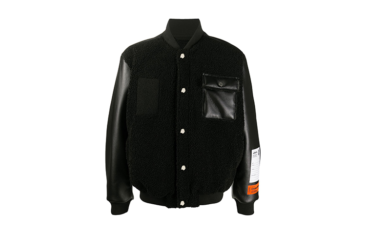 Heron Preston Black Baseball Jacket with Chest Pocket Back to School HMEA050F20AB001