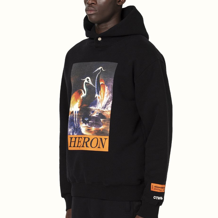 Purchase Heron Preston Black Crane Print Hoodie HMBB011F20JER0021020