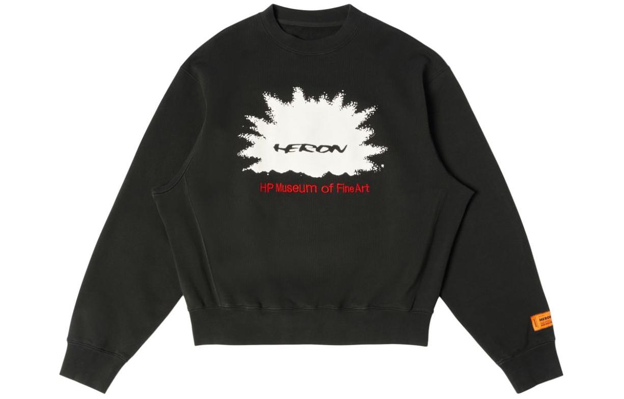 Heron Preston Black Crewneck Logo Oversized Long Sleeve Sweatshirt HMBA020F23JER0061025