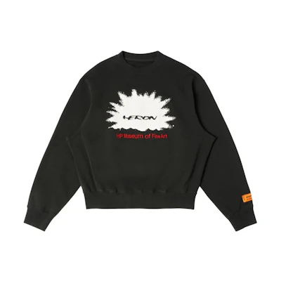 Heron Preston Black Crewneck Logo Oversized Long Sleeve Sweatshirt HMBA020F23JER0061025