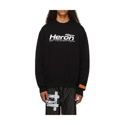 Heron Preston Black Crewneck Pullover Sweatshirt with Logo Print 212967M201010