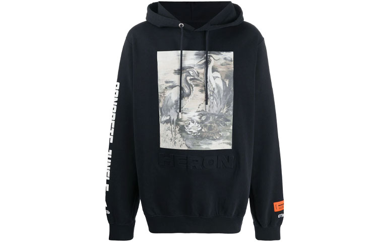 Heron Preston Black Graphic Print Pullover Hoodie HMBB007S208960221088