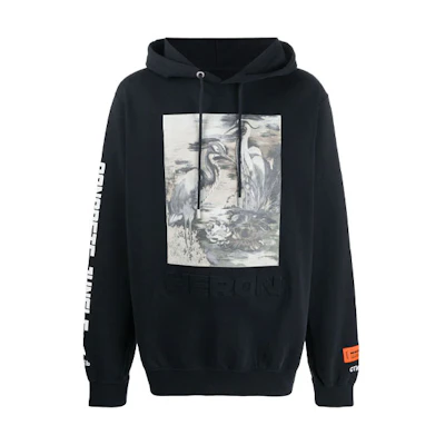 Heron Preston Black Graphic Print Pullover Hoodie HMBB007S208960221088