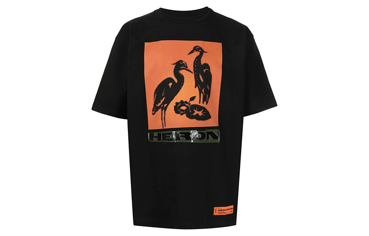 Heron Preston Black Graphic Print Streetwear T-Shirt HMAA020R21JER0031020