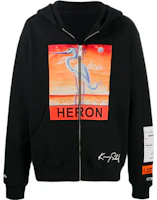 Heron Preston Black Hoodie with White Heron Print HMBE004F20JER0061020 Heron Preston Black Hoodie with White Heron Print HMBE004F20JER0061020