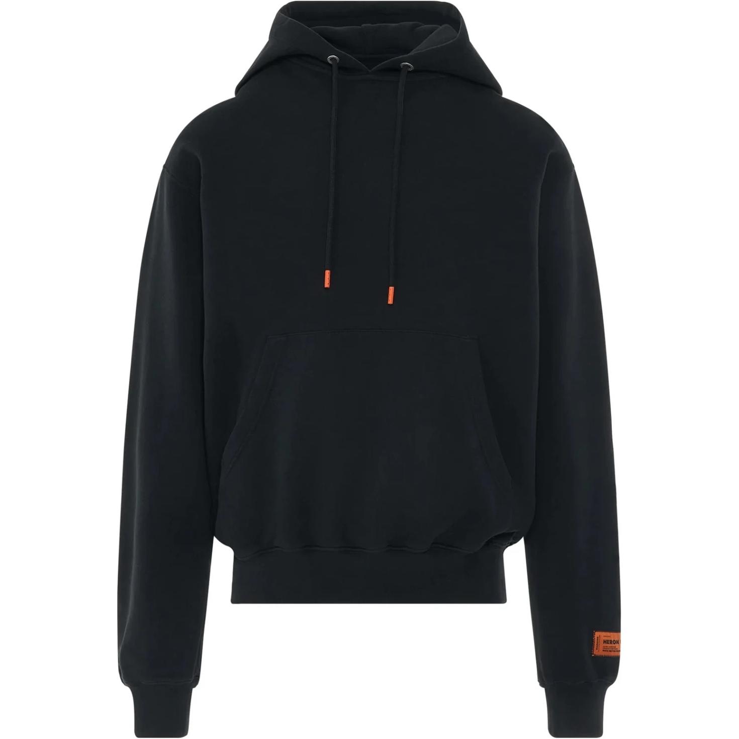 Heron Preston Black Logo Drawstring Hoodie HMBB017C99JER0031000