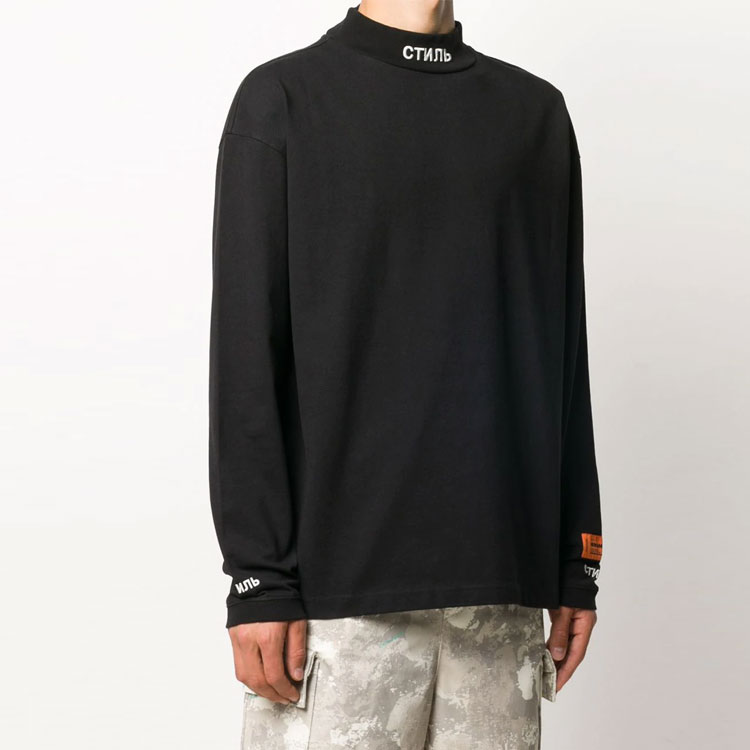 Purchase HERON PRESTON 黑色刺繡LOGO圓領長袖上衣 HMAB017F20JER0011001