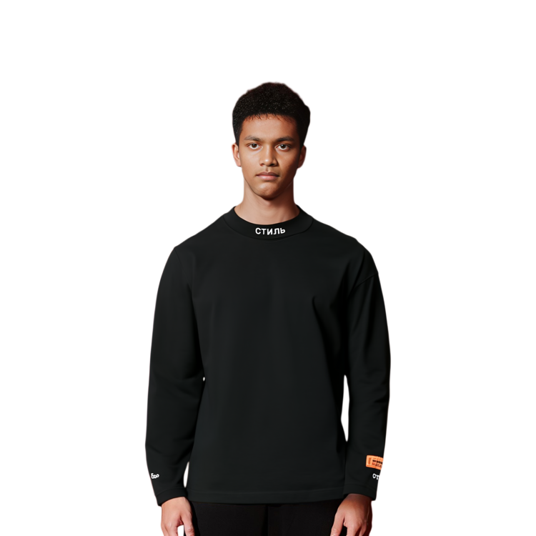 Cheap HERON PRESTON 黑色刺繡LOGO圓領長袖上衣 HMAB017F20JER0011001