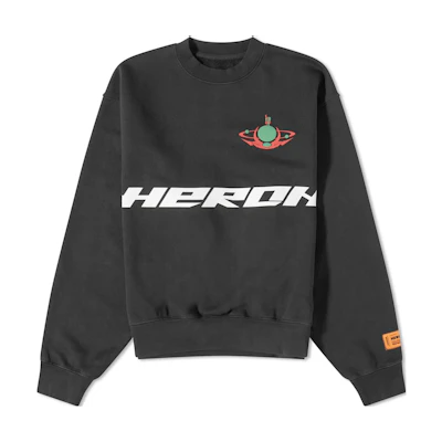 Heron Preston Black Logo Print Embroidered Loose Fit Crewneck Sweatshirt Men HMBA020F23JER0071050