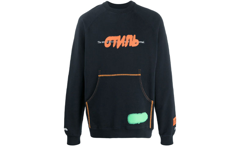 Heron Preston Black Logo Print Long Sleeve Pullover Sweatshirt HMBA005S208960271019