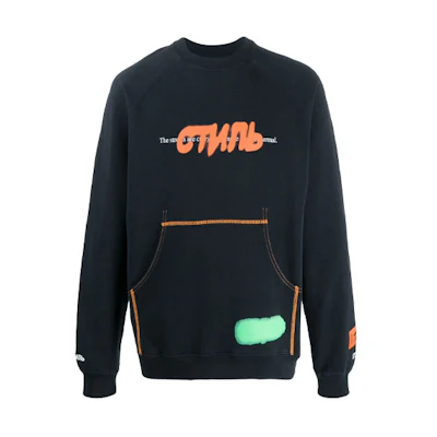 Heron Preston Black Logo Print Long Sleeve Pullover Sweatshirt HMBA005S208960271019