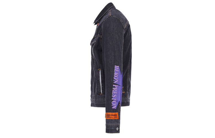 Shop HERON PRESTON Jaket Denim Patch Hitam HMYE006S209260238988