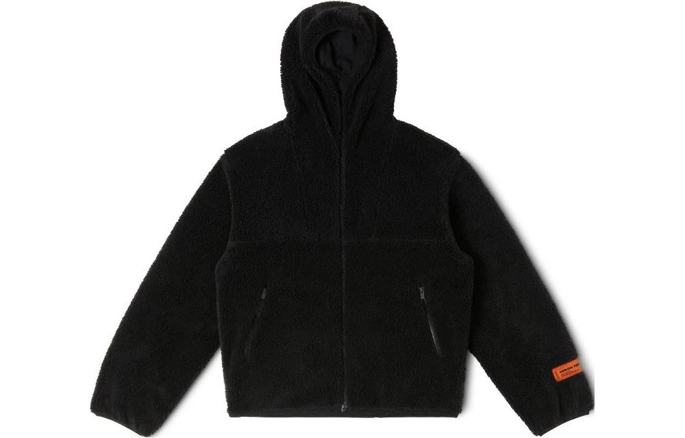 Heron Preston Black Polar Fleece Hoodie with Letter Patch HMEA096F23FAB0011000