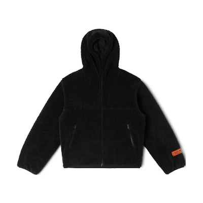 Heron Preston Black Polar Fleece Hoodie with Letter Patch HMEA096F23FAB0011000