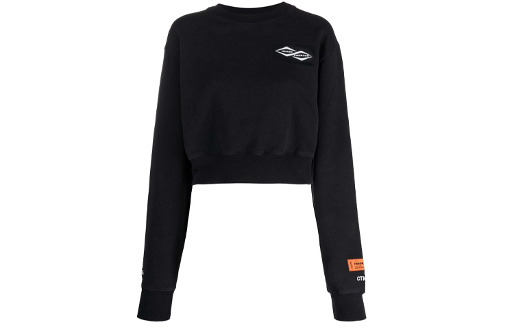 Heron Preston Black Pullover Crewneck Sweatshirt with Logo Print (Unisex) HWBA008F21JER00210011001