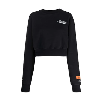 Heron Preston Black Pullover Crewneck Sweatshirt with Logo Print (Unisex) HWBA008F21JER00210011001