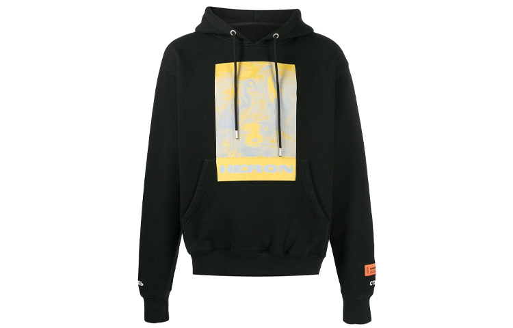 Heron Preston Black Pullover Hoodie with Front Print HMBB015R21JER0021018