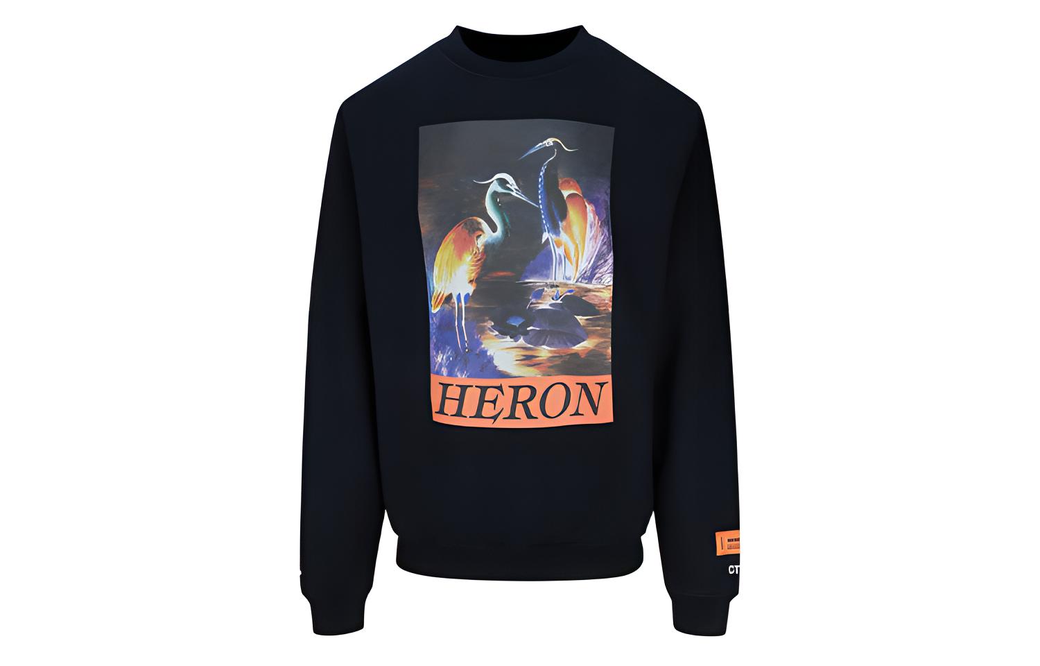 Heron Preston Black Pullover Sweatshirt with Crane Letter Logo Print Men HMBA014F20JER0051020