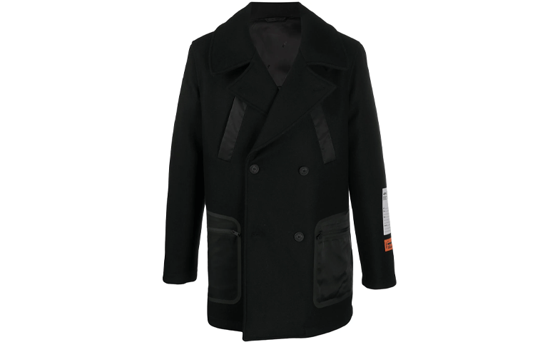Heron Preston Black Solid Double-Breasted Long Sleeve Jacket HMEA047F20FAB0021000