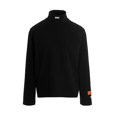 HERON PRESTON Black Turtleneck Long Sleeve Tee with Letter Print for Men HMAB027C99JER0021001
