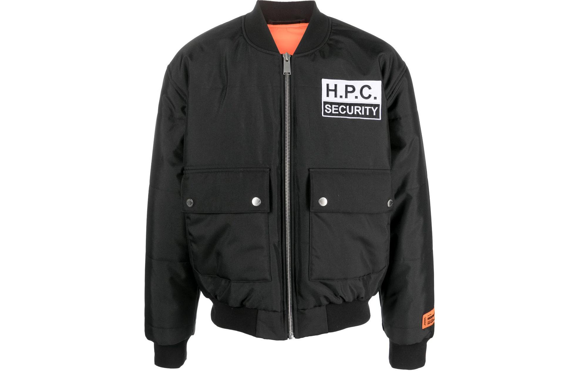 Heron Preston Black V-Neck Embroidered Zip-Up Jacket HMEH008F23FAB0011001