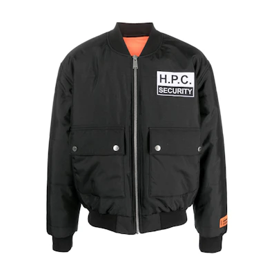 Heron Preston Black V-Neck Embroidered Zip-Up Jacket HMEH008F23FAB0011001