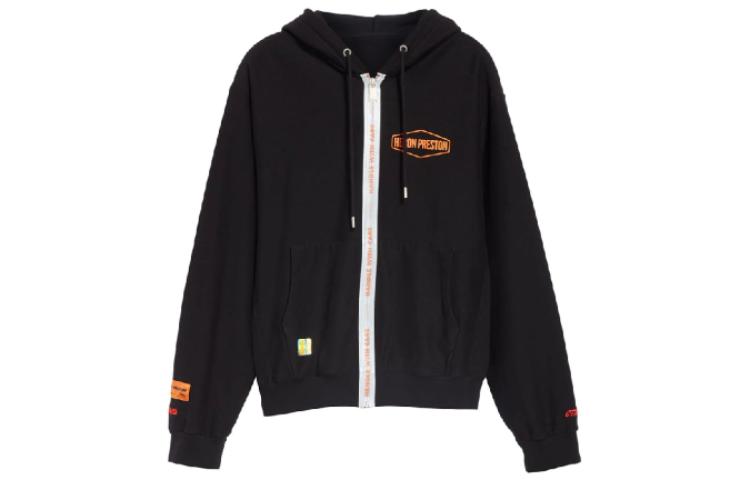 Heron Preston Black Zip-Up Hoodie with Letter Graphics for Men HMBE001S196330441109