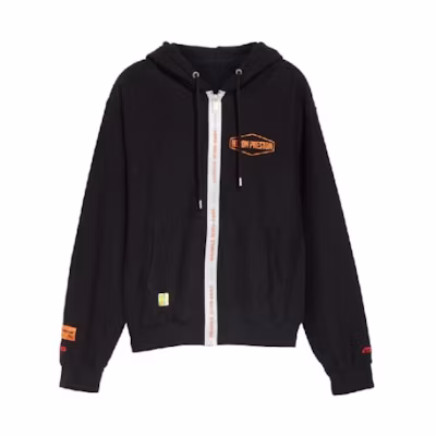 Heron Preston Black Zip-Up Hoodie with Letter Graphics for Men HMBE001S196330441109