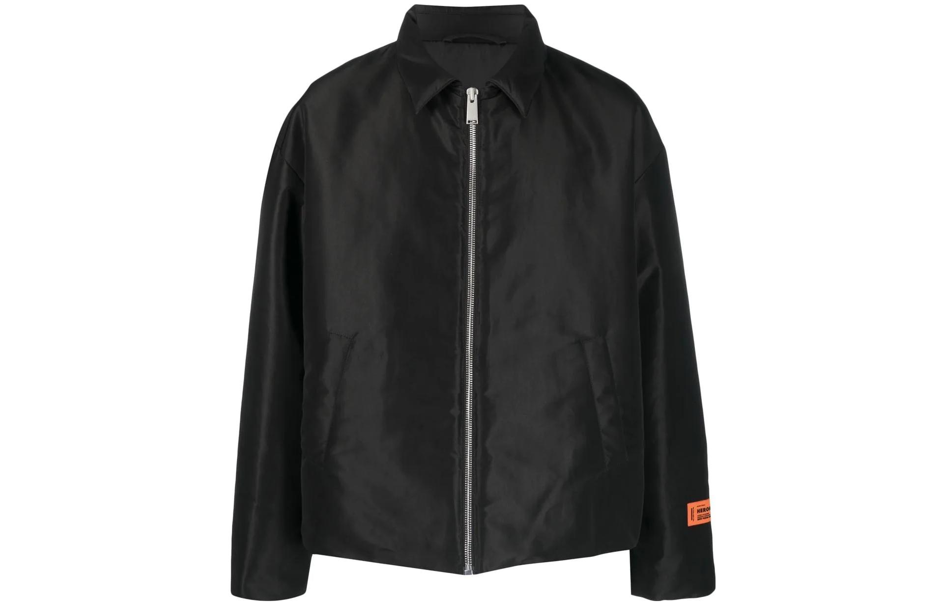 Heron Preston Black Zip-Up Jacket with Logo Patch for Men HMEA081S23FAB0011000