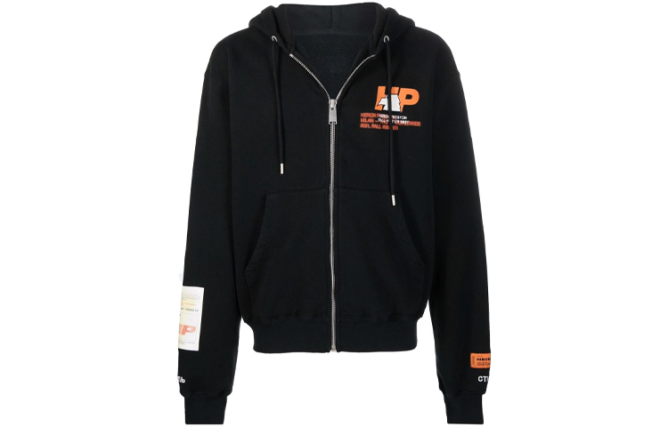 Heron Preston Black Zip-Up Logo Print Casual Jacket Sweatshirt HMBE007F21JER0021040