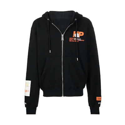 Heron Preston Black Zip-Up Logo Print Casual Jacket Sweatshirt HMBE007F21JER0021040