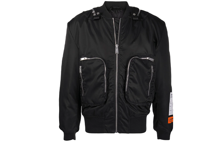 Heron Preston Black Zipper Flight Jacket HMEH002F20FAB002-1000