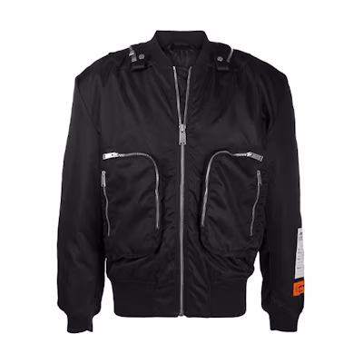 Heron Preston Black Zipper Flight Jacket HMEH002F20FAB002-1000