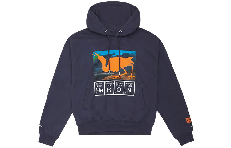 Heron Preston Blue Animal Logo Print Hoodie Long Sleeve HMBB016S21JER0010720