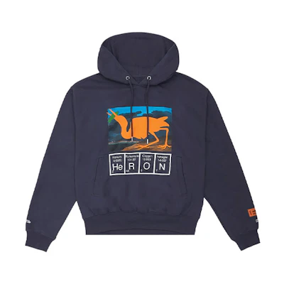 Heron Preston Blue Animal Logo Print Hoodie Long Sleeve HMBB016S21JER0010720