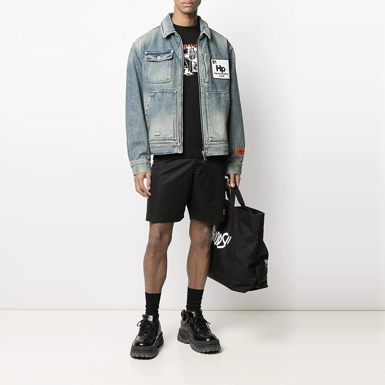 Purchase 헤론 프레스톤 블루 로고 패치 워싱 데님 재킷 ZIP HMEA052R21DEN0014000