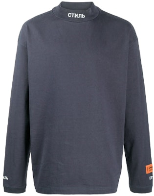 HERON PRESTON Camiseta Azul de Manga Larga Cuello Alto con Estampado de Letras HMAB017F20JER0014501 Order HERON PRESTON Camiseta Azul de Manga Larga Cuello Alto con Estampado de Letras HMAB017F20JER0014501