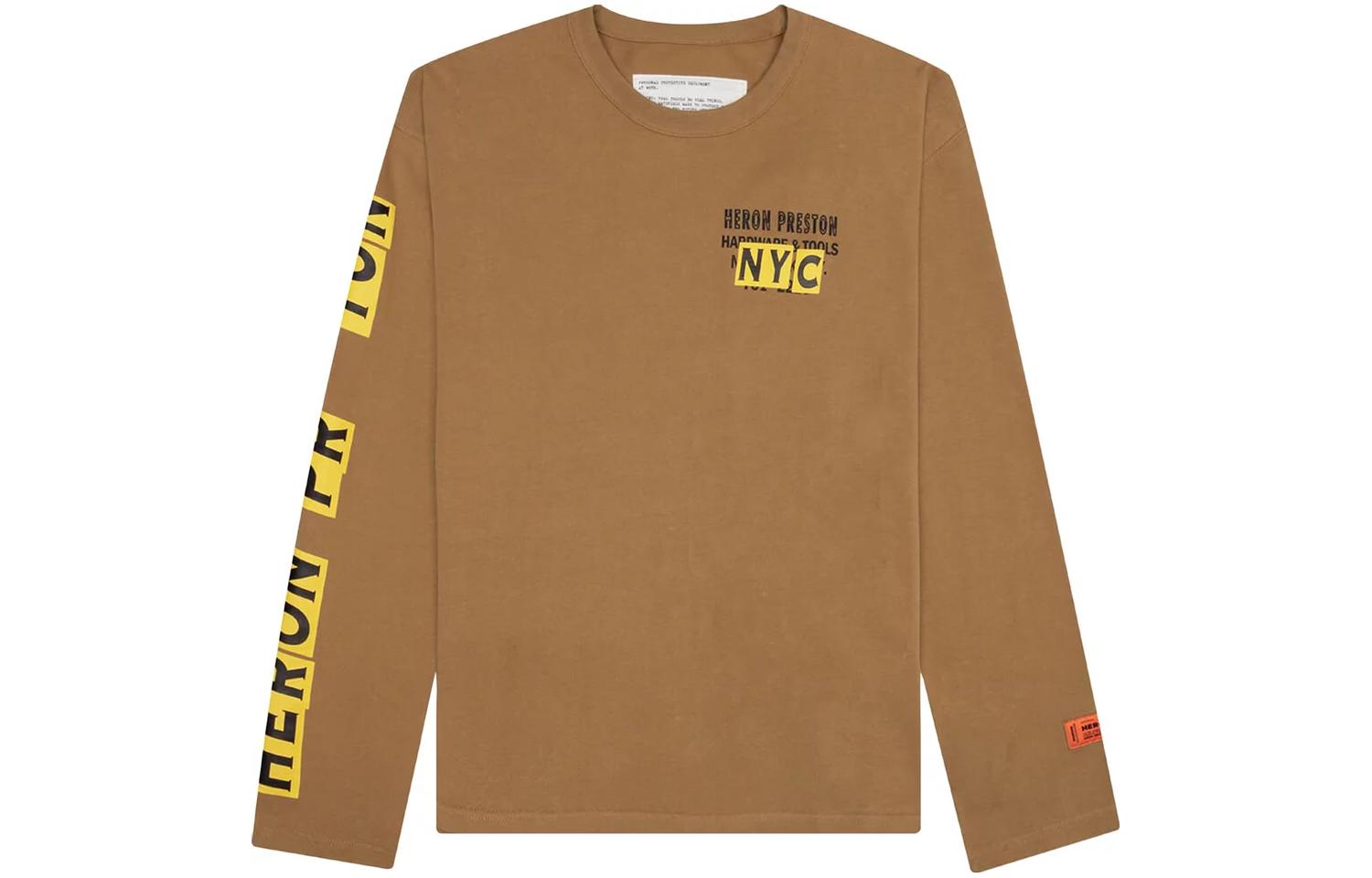 Heron Preston Brown Crewneck Sweatshirt with Lettering - HMAB028F22JER0036419