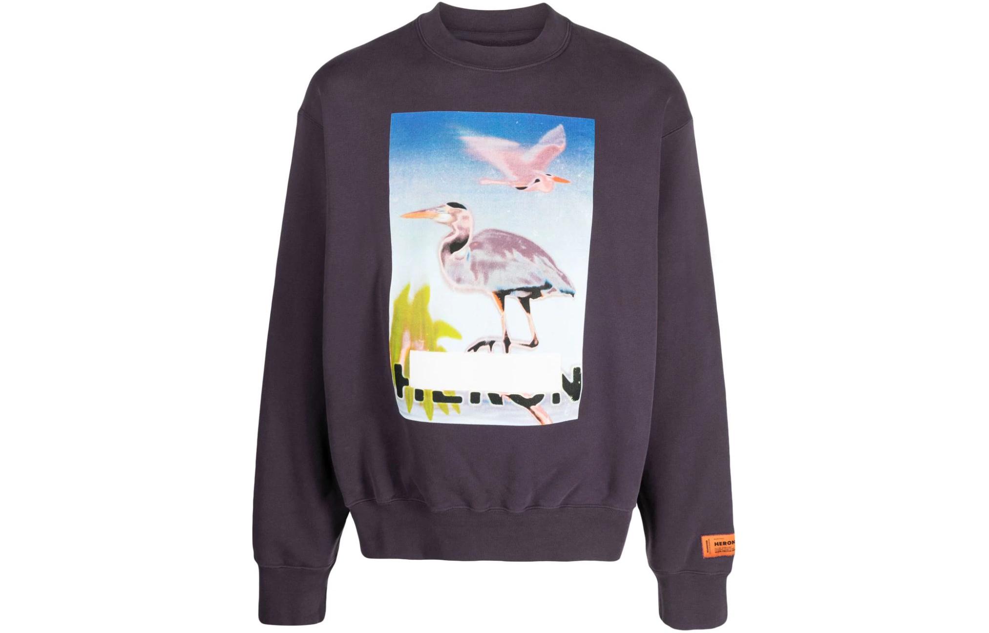 Heron Preston Brown Graphic Print Long Sleeve Sweatshirt HMBA020F23JER0033737