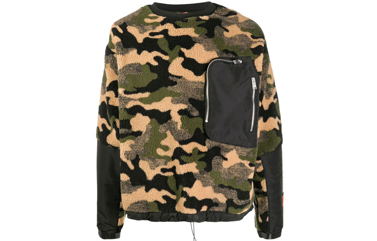 Heron Preston Camouflage Pocket Pullover Sweatshirt Military Green () HMBA012F20FAB0015900