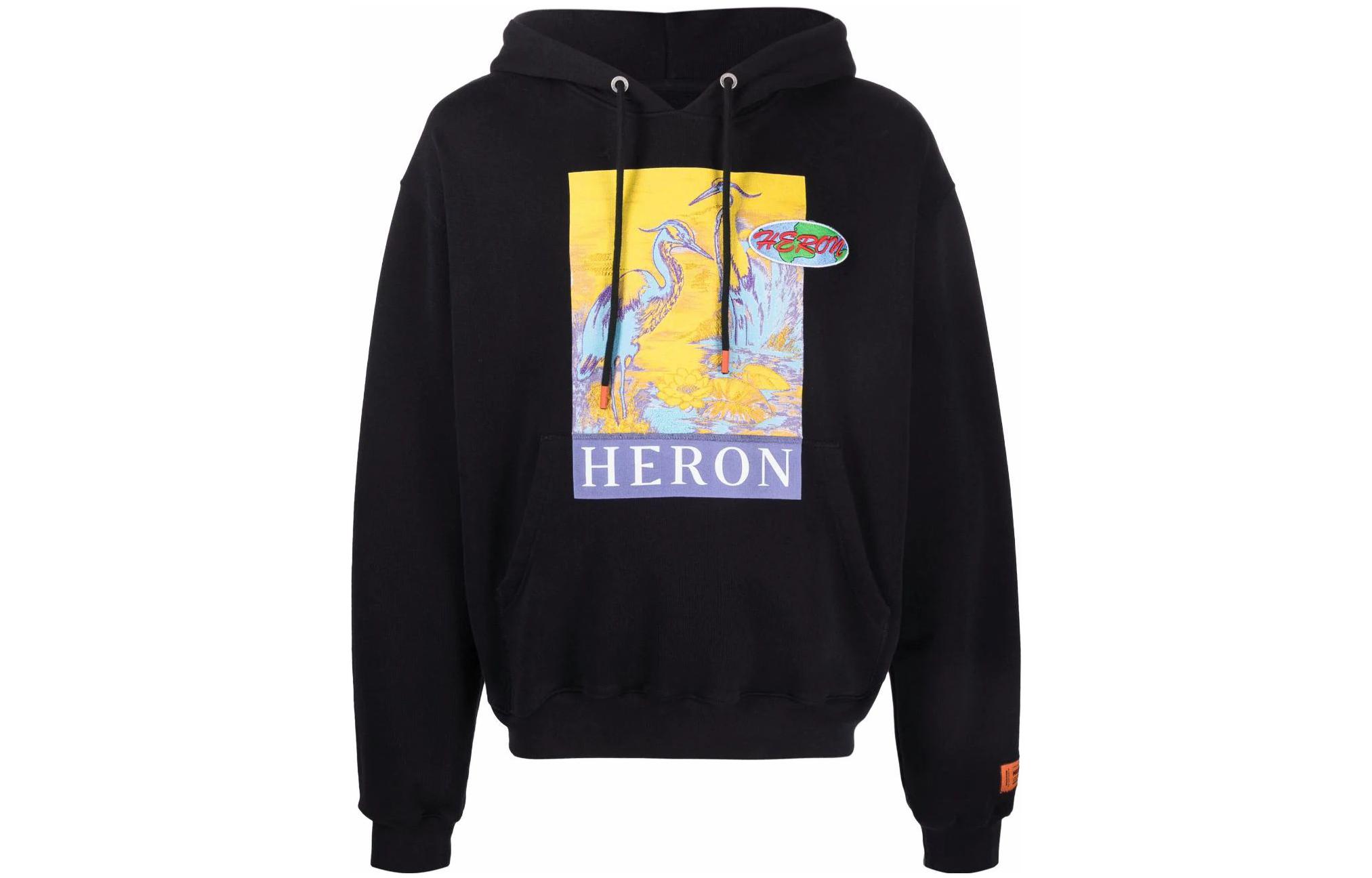Heron Preston Cartoon Animal Letter Print Hoodie Black Pullover Sweater HMBB017S22JER0051018