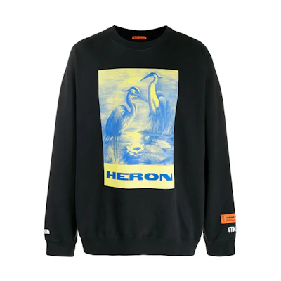 Heron Preston Classic Crane Graphic Crewneck Sweatshirt Black Mens HMBA003F198090080488